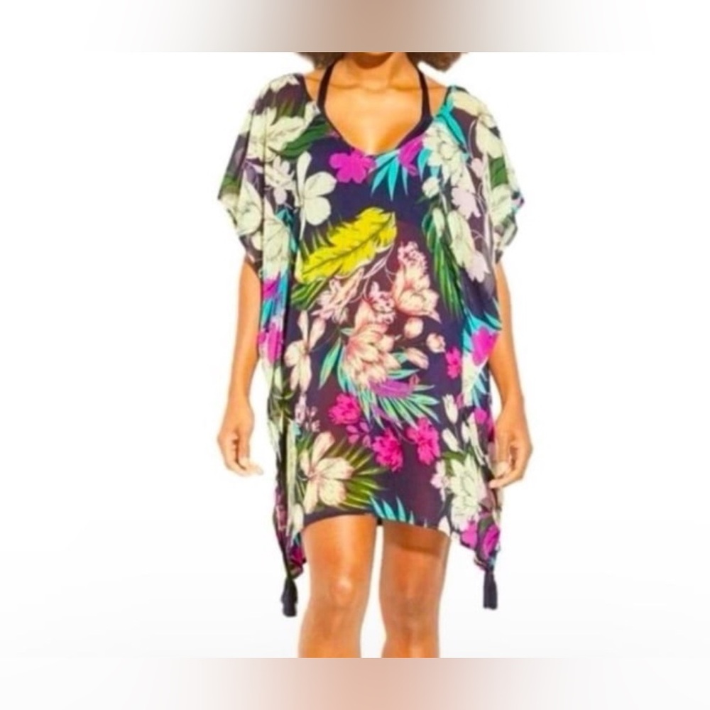 Kona Sol colorful floral swim coverup.